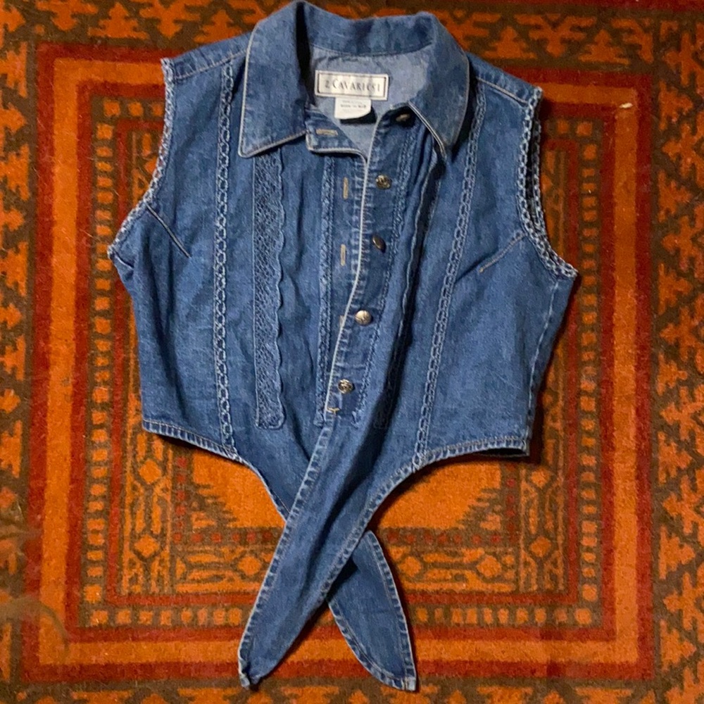 Vintage denim sleeveless button up